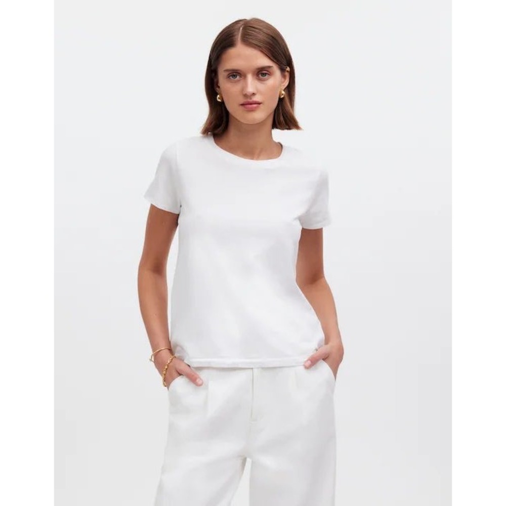 Madewell‎ Womens XS White Crew Neck Short Sleeve Cotton Basic T Shirt Top